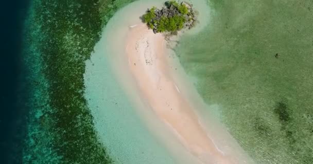 Gyönyörű Homokbár Trópusi Szigeten Türkiz Tengervíz Mindanao Fülöp Szigetek Légi — Stock videók
