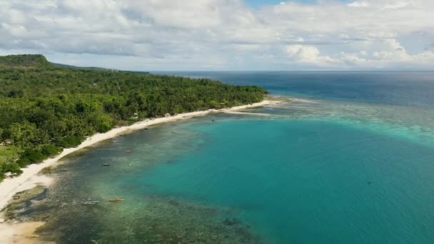 Mavi Denizi Olan Güzel Bir Tropikal Plaj Siquijor Filipinler — Stok video