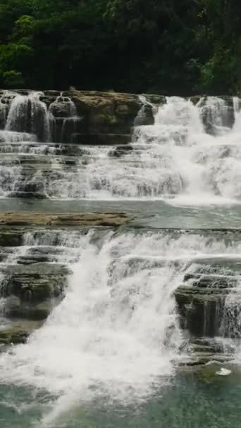 Rilevamento Aereo Ravvicinato Delle Cascate Bislig Tinuy Falls Mindanao Filippine — Video Stock