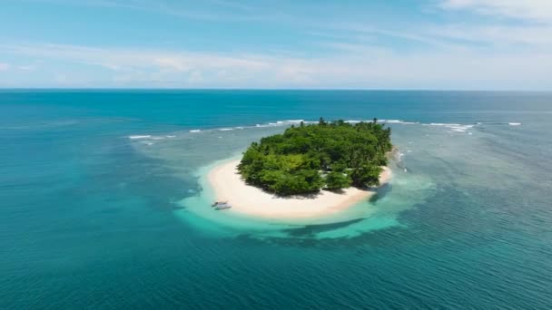 Linda Ilha San Victor Com Praia Areia Branca Baganga Davao — Vídeo de Stock