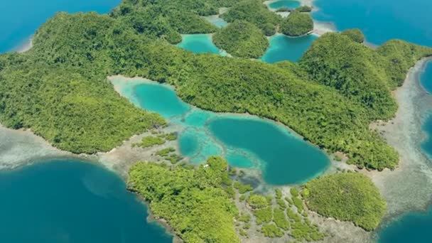 Vackra Laguner Tinago Island Strand Med Turkost Vatten Surigao Del — Stockvideo