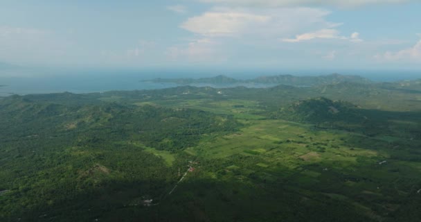 Top Kilátás Hegyekre Esőerdőkkel Mezőgazdasági Földdel Egy Hegyvidéki Tartományban Mindanao — Stock videók