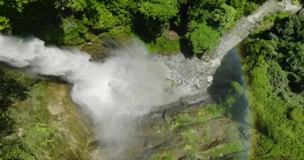Вид Сверху Водопады Озере Себу Радужный Горный Лес Минданао Филиппины — стоковое видео