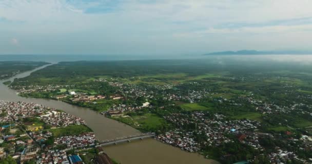 Casas Residenciales Cerca Del Río Cotabato City Mindanao Filipinas Vista — Vídeos de Stock