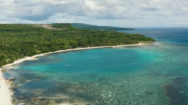 Una Hermosa Vista Costera Con Barcos Flotantes Isla Tropical Siquijor — Vídeo de stock