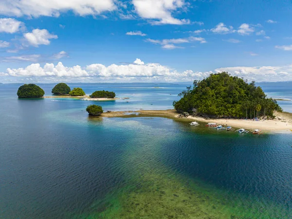 Praias Brancas Bonitas Ilha Britânia Verão Conceito Viagem Mindanao Filipinas — Fotografia de Stock