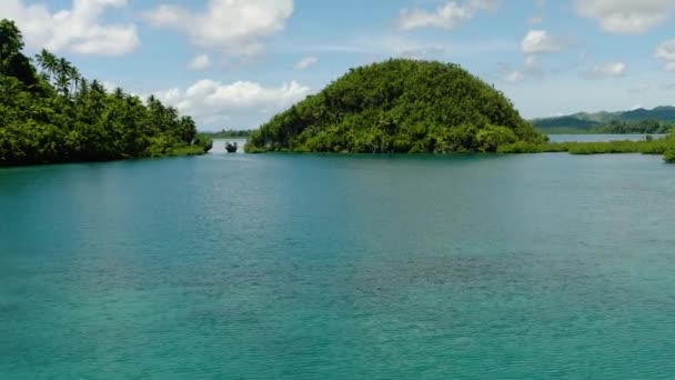 Hermosas Lagunas Pequeña Isla Tropical Playa Con Agua Turquesa Surigao — Vídeos de Stock
