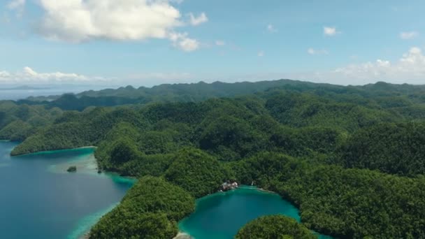 Vista Ilha Tropical Com Lagoas Ilha Bucas Grande Socorro Surigao — Vídeo de Stock