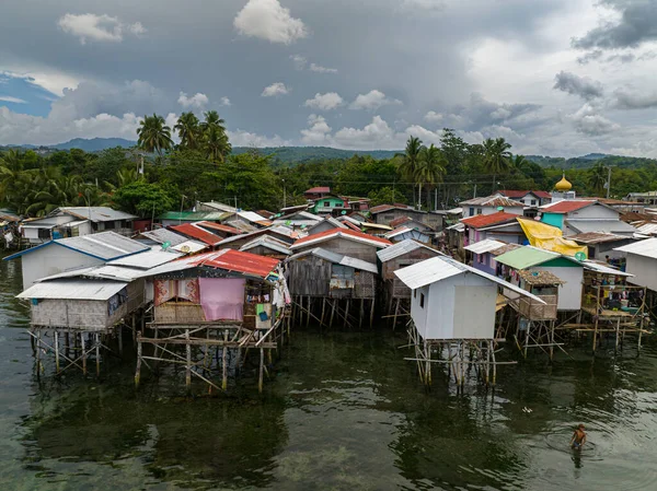 stock image Squatter Stilt Houses of fishermen over the sea in Zamboanga del Sur. Mindanao, Philippines.