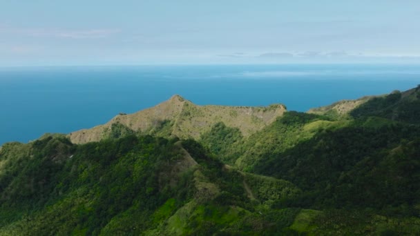 Vista Superior Bela Paisagem Ilha Tropical Mar Azul Céu Azul — Vídeo de Stock