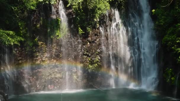 Flygfoto Tinago Falls Med Regnbåge Lanao Del Norte Mindanao Filippinerna — Stockvideo