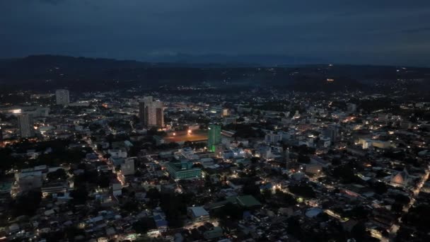 Luci Della Città Notte Con Edifici Moderni Luci Strade Cagayan — Video Stock