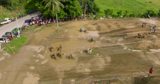 Zamboanga Filippine Maggio Veduta Drone Della Competizione Motorcross Terreni Fangosi — Video Stock