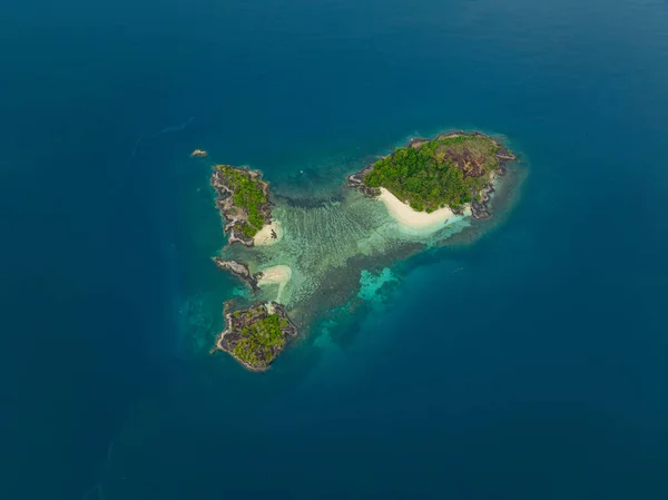 Bisaya Bisaya Island White Sand Beach Small Lagoons Unique Rock — Stock Photo, Image