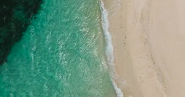 白い島の白い砂浜に波が墜落した カミーギン フィリピン — ストック動画
