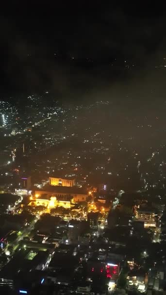 宿务市的夜景壮观 市中心街道上的摩天大楼 菲律宾 垂直录像 垂直方向 — 图库视频影像