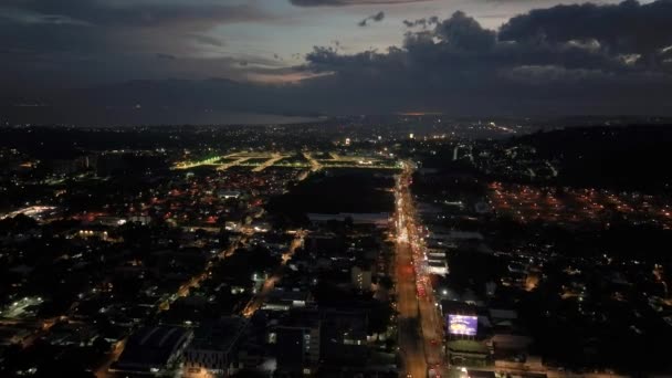 Natten Davao Mindanao Filippinene Skyline Nettstedet – stockvideo