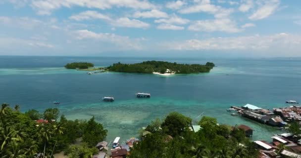 Ilhas Malipano Água Azul Turquesa Samal Davao Filipinas — Vídeo de Stock
