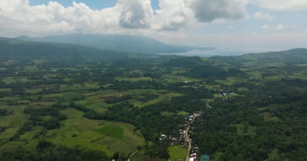 Krajobraz Górski Góry Zielonymi Lasami Grunty Rolne Plantacjami Gospodarczymi Mindanao — Wideo stockowe