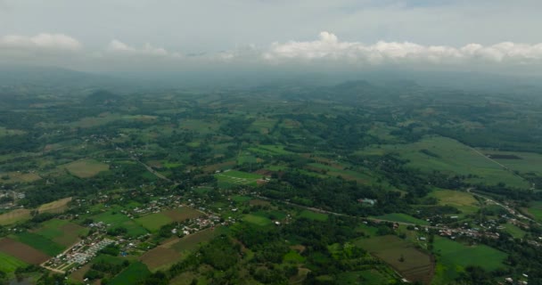Вид Беспилотника Горные Пастбища Фермерские Деревни Минданао Филиппины — стоковое видео
