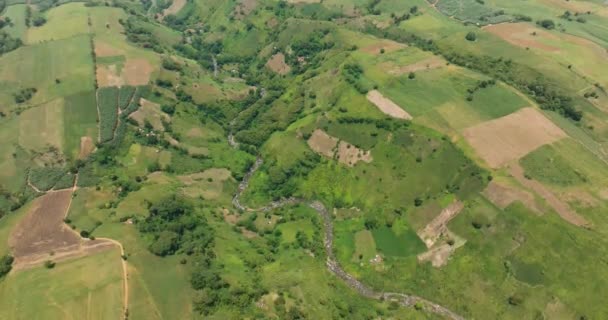 Bergbauernfelder Und Fluss Bukidnon Mindanao Philippinen — Stockvideo