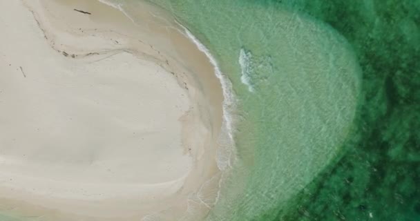 Ondas Transparentes Del Océano Verdoso Que Estrellan Sobre Playa Arena — Vídeos de Stock