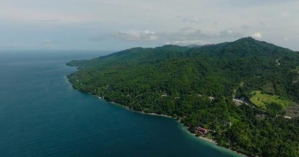 Île Tropicale Mer Vagues Bleu Profond Samal Island Davao Philippines — Video