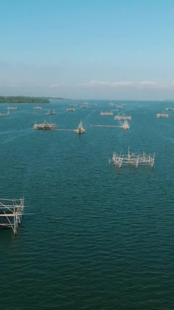 Uitzicht Vanuit Lucht Fish Farm Het Zeeoppervlak Van Lanao Del — Stockvideo