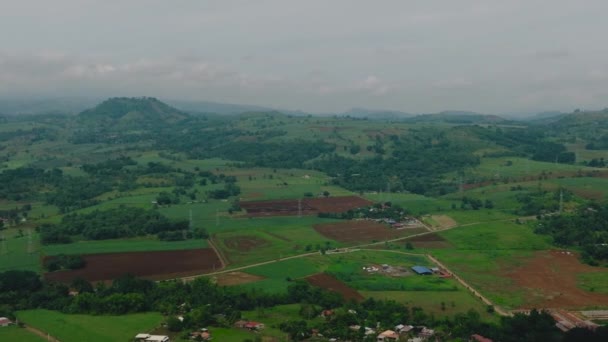 Вид Воздуха Горы Городом Рисовыми Полями Минданао Филиппины — стоковое видео