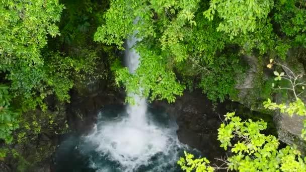Cataratas Tuasan Con Agua Fría Dulce Rodeada Exuberante Vegetación Isla — Vídeos de Stock