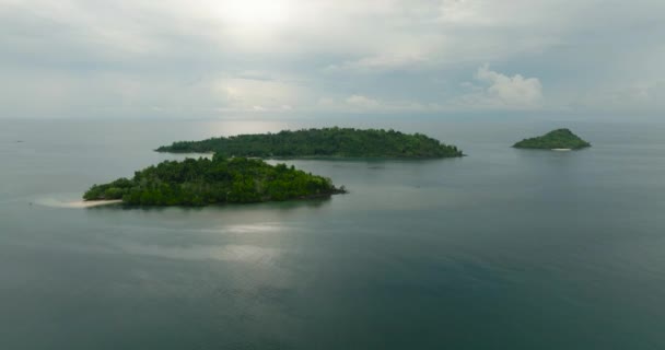 Luftbild Blaues Meer Und Wolkenverhangener Himmel Einmal Islas Zamboanga Mindanao — Stockvideo