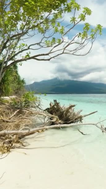 Океанские Волны Брызгают Всему Тропическому Белому Пляжу Остров Мантиг Камиген — стоковое видео