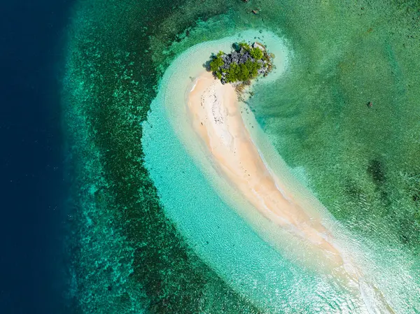 Tropikal adada ve turkuaz deniz suyunda çok güzel bir kumluk. Mindanao, Filipinler. Yaz ve seyahat konsepti.