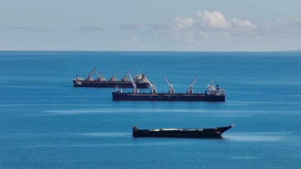 Błękitne Morze Statek Masowy Mindanao Filipiny Widok Zoom — Wideo stockowe