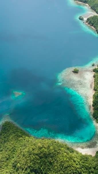 Drone Aéreo Praia Areia Água Azul Turquesa Sohoton Cove Mindanao — Vídeo de Stock