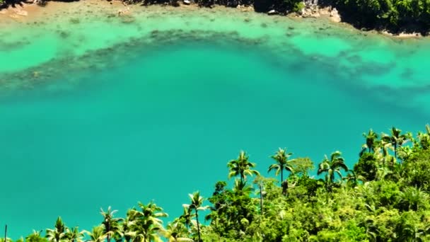 Tropisch Strand Met Turquoise Water Tinago Island Filippijnen Zoom Weergave — Stockvideo