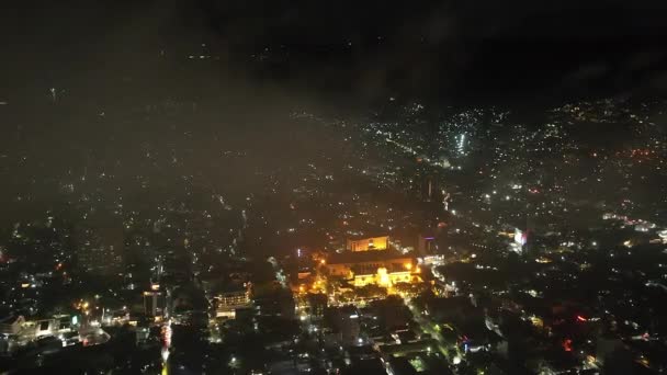 Gran Paisaje Nocturno Con Cielo Nocturno Ciudad Cebú Edificios Rascacielos — Vídeo de stock