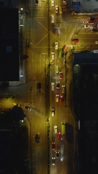 Vista Dall Alto Della Strada Della Città Notte Con Veicoli — Video Stock