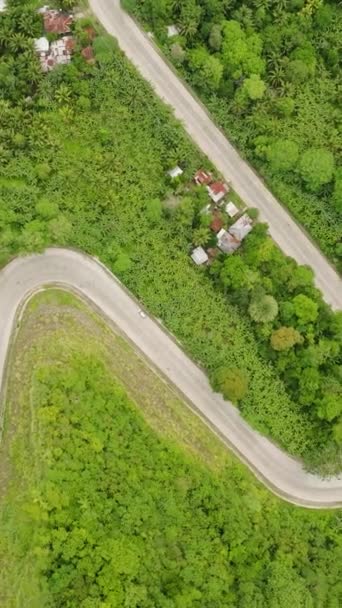 热带山区沥青路面的顶部景观 菲律宾棉兰老岛 垂直录像 — 图库视频影像