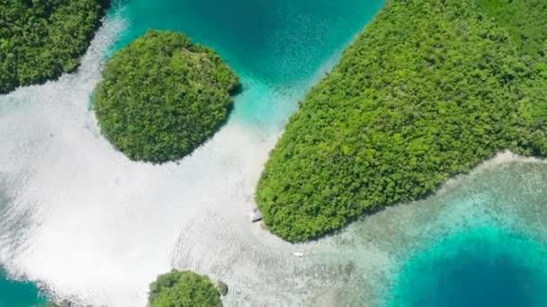 Luchtfoto Van Lagoon Sohoton Cove Zomer Reis Vakantie Concept Mindanao — Stockvideo