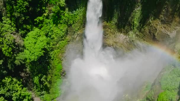 Slow Motion View Water Splash Hikong Bente Falls Lake Sebu — Stock Video
