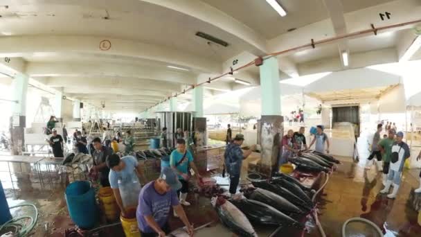 Orang Orang Pelabuhan Ikan Tuna Kompleks Kota General Santos Filipina — Stok Video