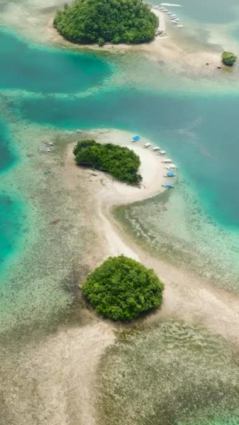 空中海景 有沙滩的不列颠尼亚群岛 菲律宾棉兰老岛 纵向观点 — 图库视频影像