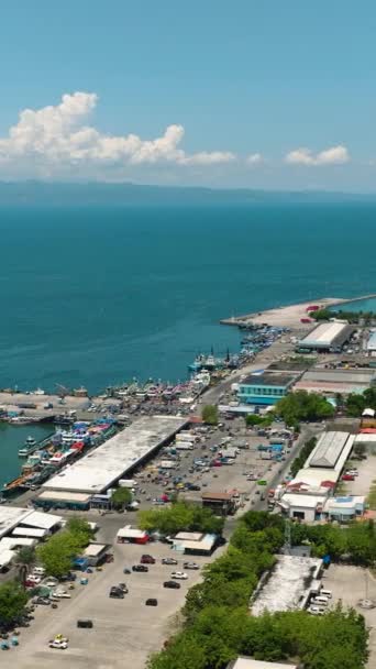 Top Uitzicht Fish Port General Santos City Mindanao Filippijnen Verticaal — Stockvideo