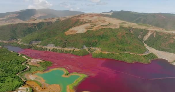 Jezero Znečištěnou Vodou Nikláckém Dole Těžba Otevřené Jámě Mindanao Filipíny — Stock video