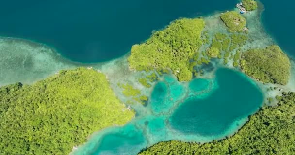 美丽的泻湖 清澈的水 热带岛屿上的海湾 Tinago岛 菲律宾棉兰老岛 — 图库视频影像