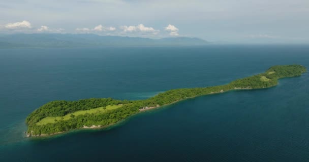 Yeşil Ormanı Kayalık Kıyı Şeridi Olan Tropik Bir Ada Davao — Stok video