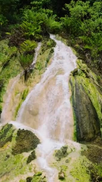 Uitzicht Van Boven Unieke Stomen Bilawa Hot Waterfall Davao Oro — Stockvideo