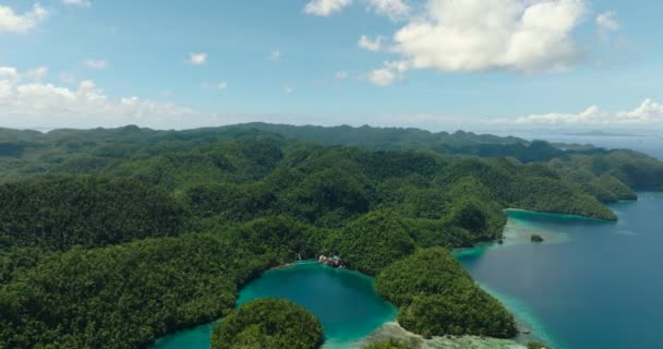 Isla Tropical Con Lagunas Bucas Grande Island Socorro Surigao Del — Vídeos de Stock