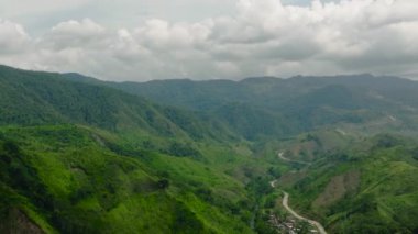 Dağlardaki tropik yeşil orman ve Filipinler 'in dağlık kesimlerindeki orman tepeleri. Mindanao..